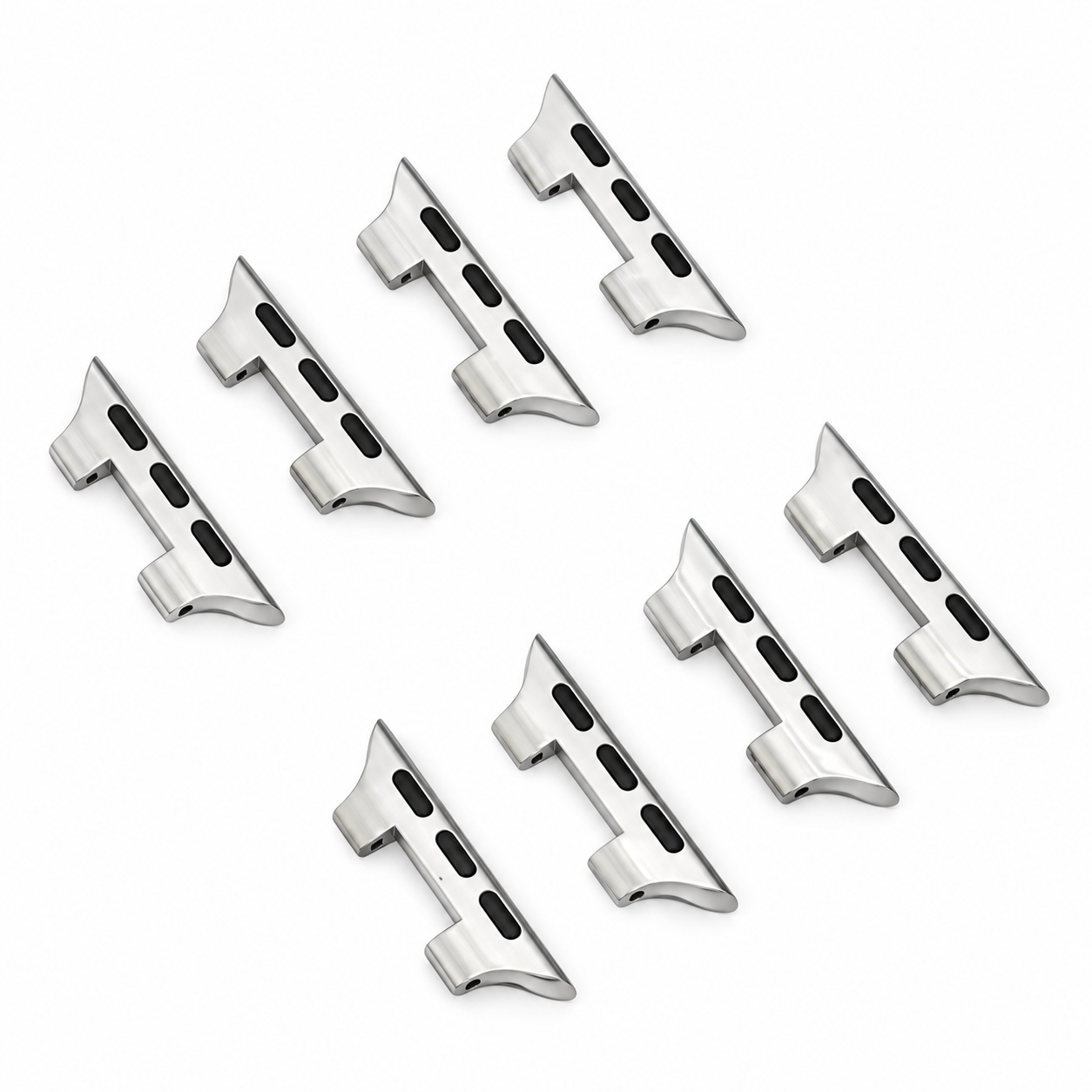 适用于苹果手表的钢带连接器 · 牛角款
Metal Bracelet Adapter — Horn Style, Compatible with Apple Watch